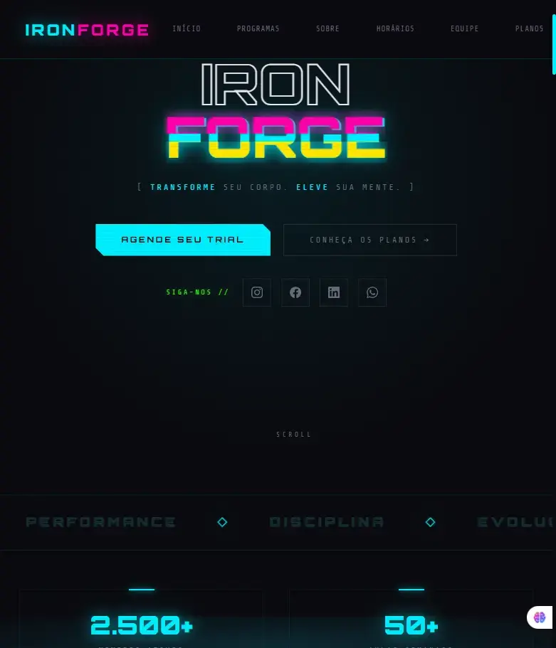 IronForge Academia — Site de performance criado pela VSANTOSTECH